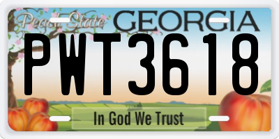 GA license plate PWT3618