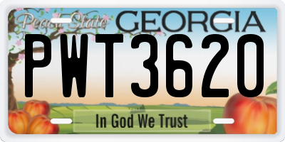 GA license plate PWT3620