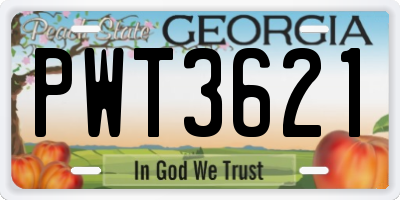 GA license plate PWT3621