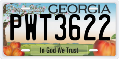 GA license plate PWT3622