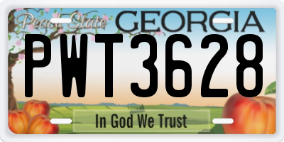 GA license plate PWT3628