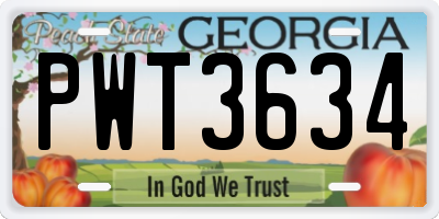 GA license plate PWT3634