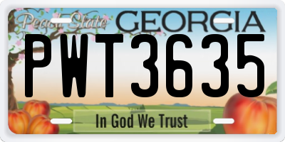 GA license plate PWT3635