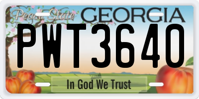 GA license plate PWT3640
