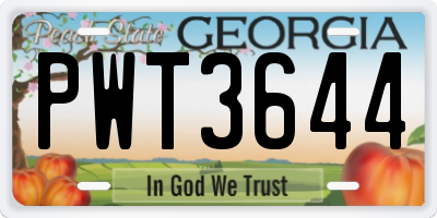 GA license plate PWT3644