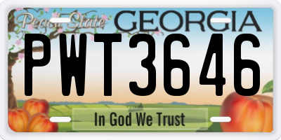 GA license plate PWT3646