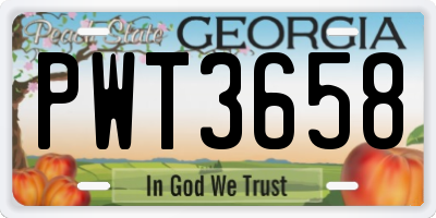 GA license plate PWT3658
