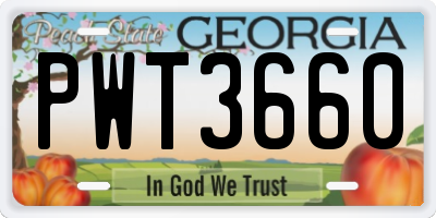 GA license plate PWT3660