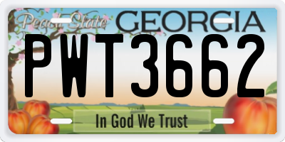 GA license plate PWT3662
