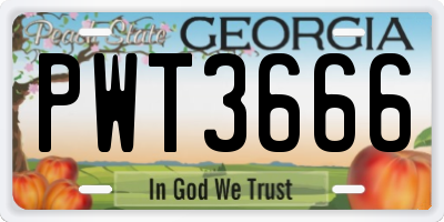 GA license plate PWT3666