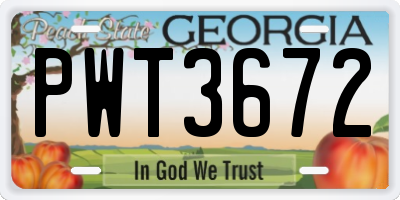 GA license plate PWT3672