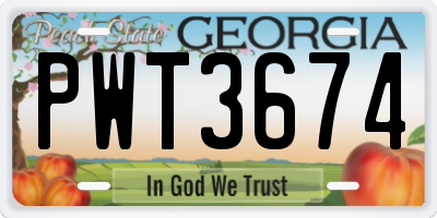 GA license plate PWT3674