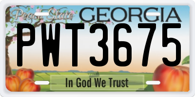 GA license plate PWT3675