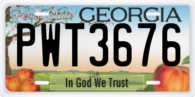 GA license plate PWT3676