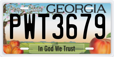 GA license plate PWT3679
