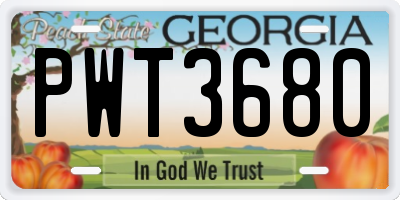 GA license plate PWT3680