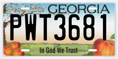 GA license plate PWT3681