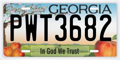 GA license plate PWT3682