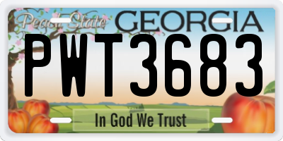 GA license plate PWT3683