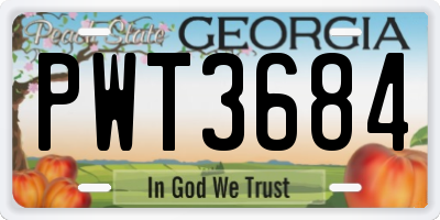 GA license plate PWT3684