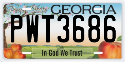 GA license plate PWT3686