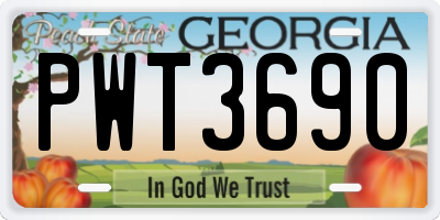 GA license plate PWT3690