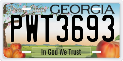 GA license plate PWT3693