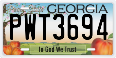 GA license plate PWT3694