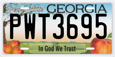 GA license plate PWT3695