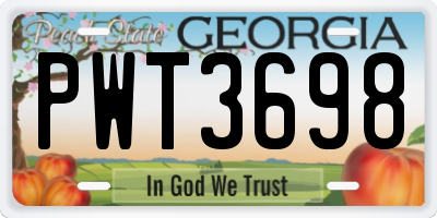GA license plate PWT3698