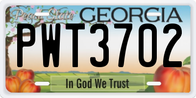 GA license plate PWT3702