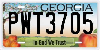 GA license plate PWT3705