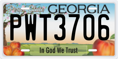 GA license plate PWT3706