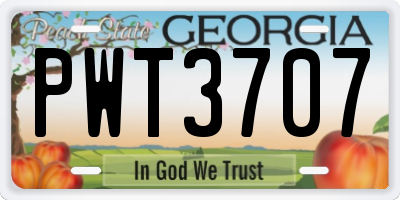 GA license plate PWT3707