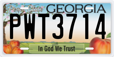 GA license plate PWT3714