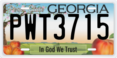 GA license plate PWT3715