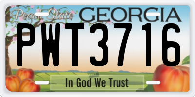 GA license plate PWT3716