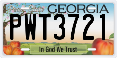 GA license plate PWT3721