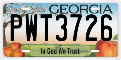 GA license plate PWT3726