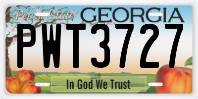 GA license plate PWT3727