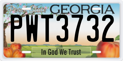 GA license plate PWT3732