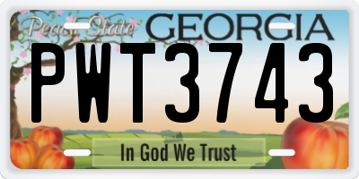GA license plate PWT3743