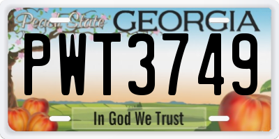 GA license plate PWT3749