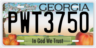 GA license plate PWT3750