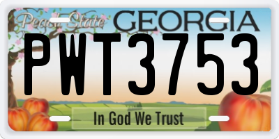 GA license plate PWT3753