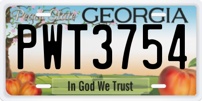 GA license plate PWT3754