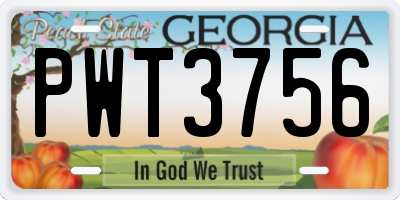 GA license plate PWT3756