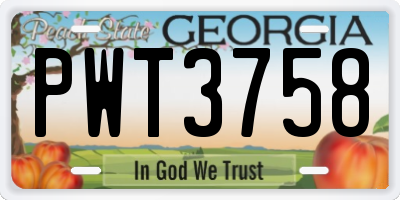 GA license plate PWT3758