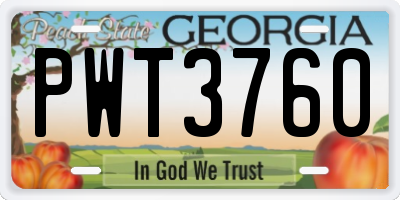 GA license plate PWT3760