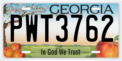 GA license plate PWT3762